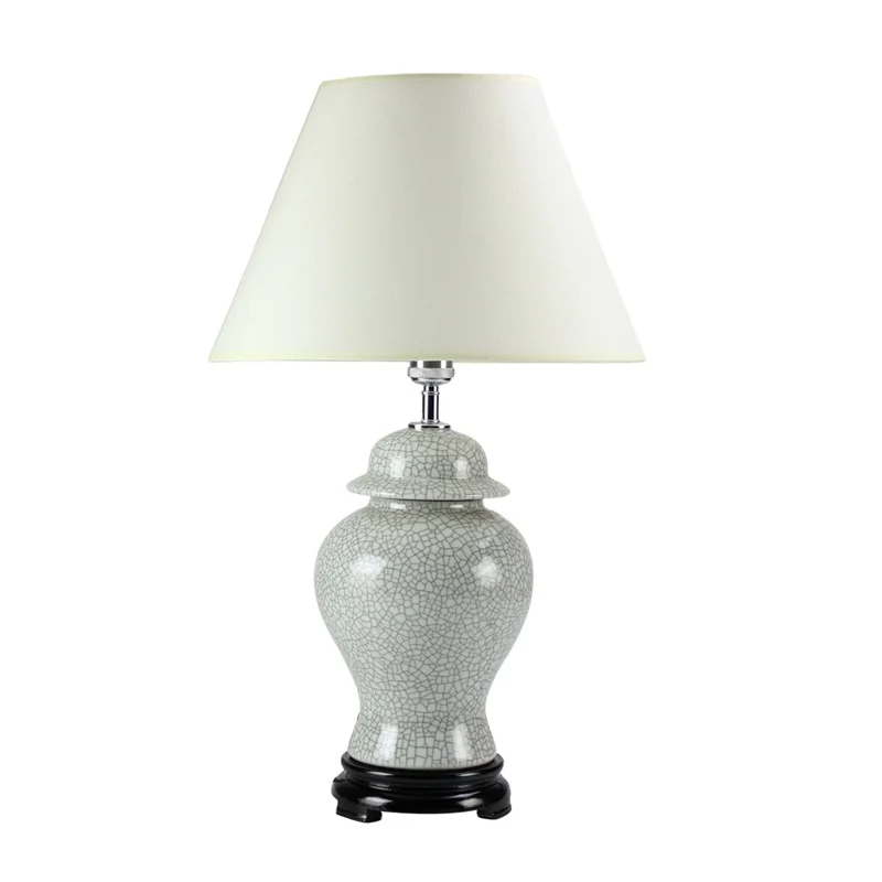 DS47-RYZR Ancient kiln white crackle glaze ceramic table lamp chinese style indoor antique desk ginger jar lamp