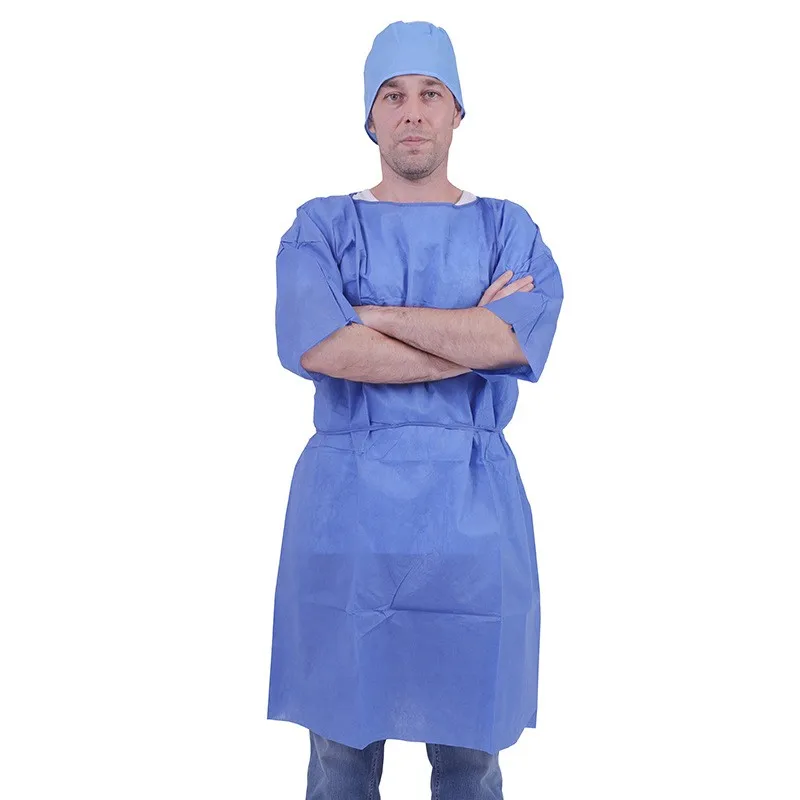 Surgical Hospital Clothing Gown for Patient Surgery Short Sleeve Disposable Patient Gowns 35g SMS Gown for Adults