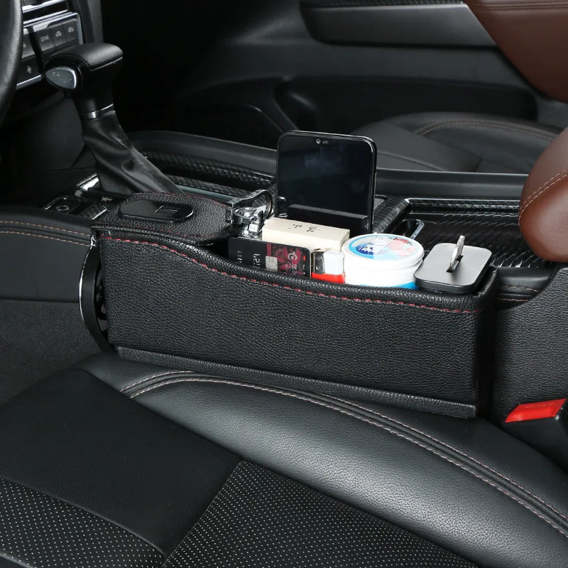 2021 Hot Directly Sells Car Seat Side Pocket Console Organizer With 2 USB Port Seat Gap Filler Car Interior Accessories