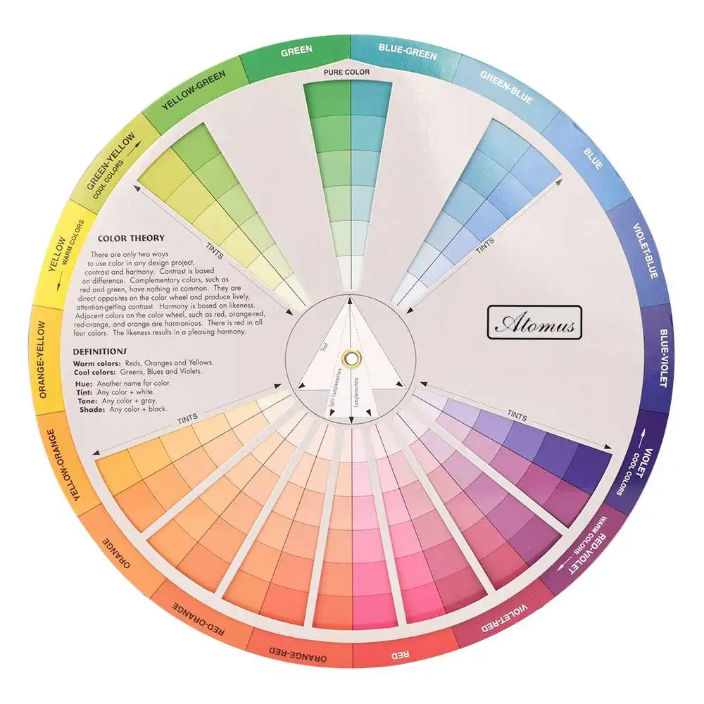 Color Wheel Paper Card Paint Mix Learning Guide Manicre Supply Artist Chart Wheel Professional Tattoo Supply Tattoo Accessory