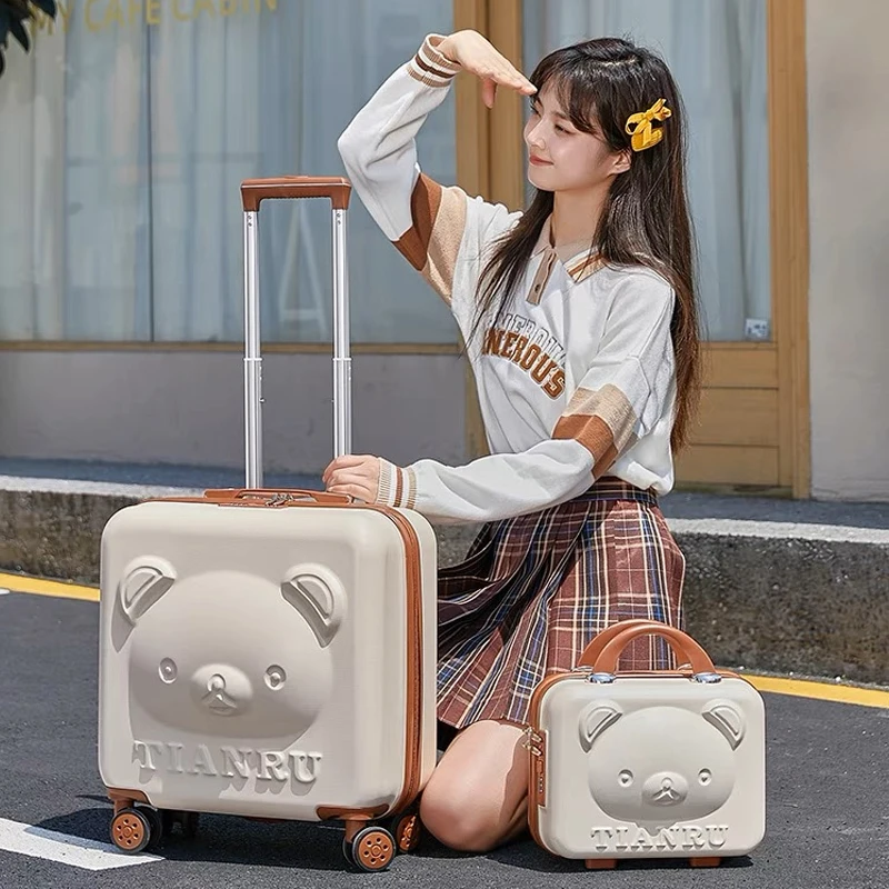 2PCS/SET fashion Cosmetic bag 20/24 inch girl students trolley case Travel spinner Password luggage woman rolling suitcase