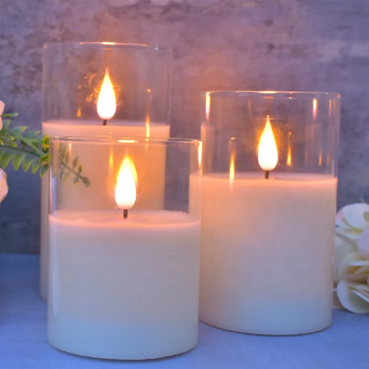 USB New Bullet 3D Wick Glass Candle Flameless LED Candles Sets