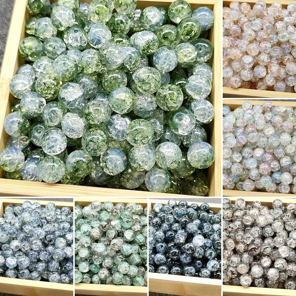 Fengyue New 8/10mm Water Dyed Protein Jade Broken Chinese Sprinkling Glass Beads Diy Bracelet Jewelry Straight Loose B