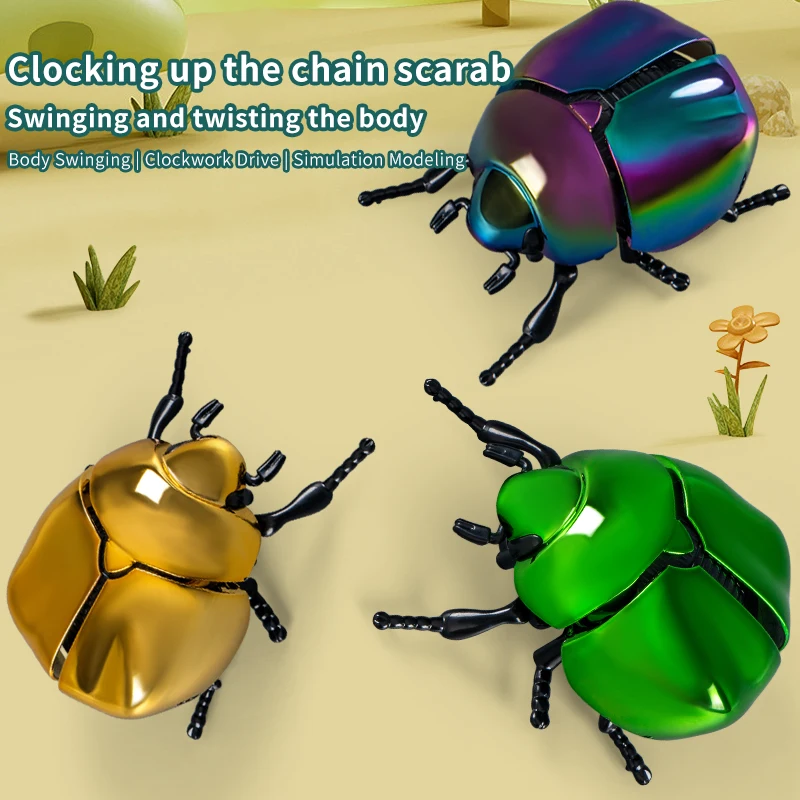 Cheap New Hot Selling Clockwork Classic Toy Battle Beetle Insect Creative Scarab Wind-up Funny Chain up Toys for Kids