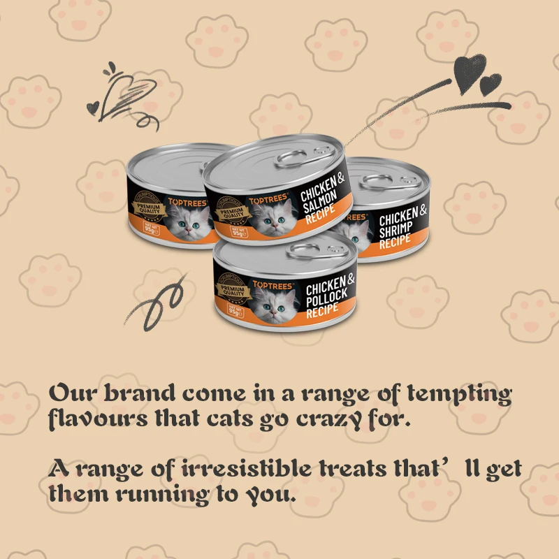 Organic Toptrees pet food cat chicken and pollock recipe can wet food 100% nature with water