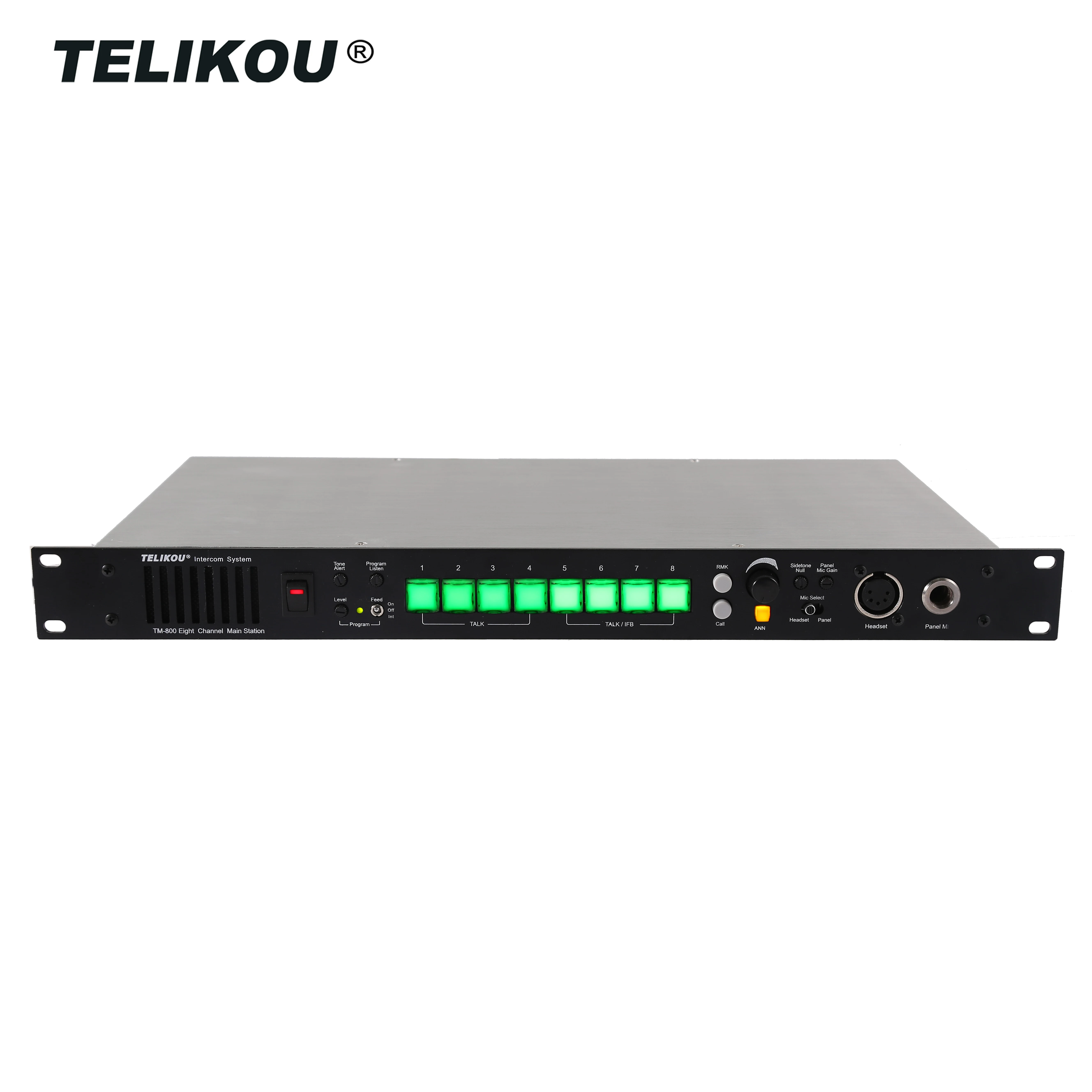 TELIKOU TM-800 eight channel Encore Analog  Partyline system broadcast intercom master station for Small, Single-site Church