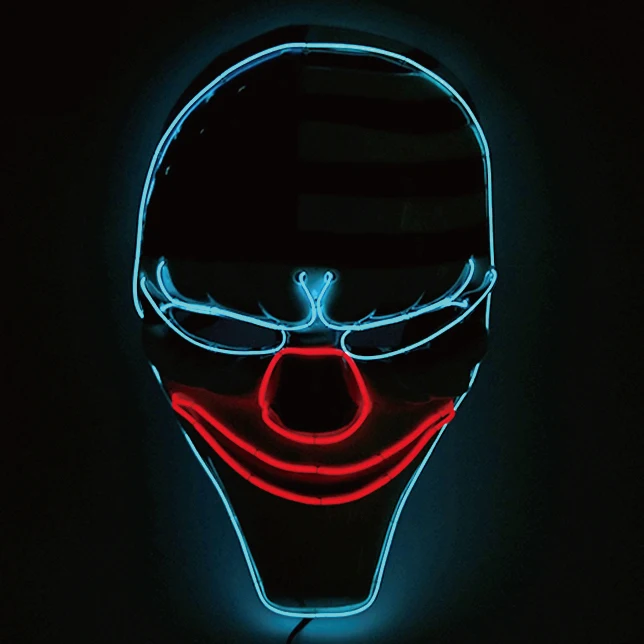 LED Halloween Mask Cold Glowing Mask Light up Mask Luminous Facepiece Props Gifts Festival Costume Masquerade Parties