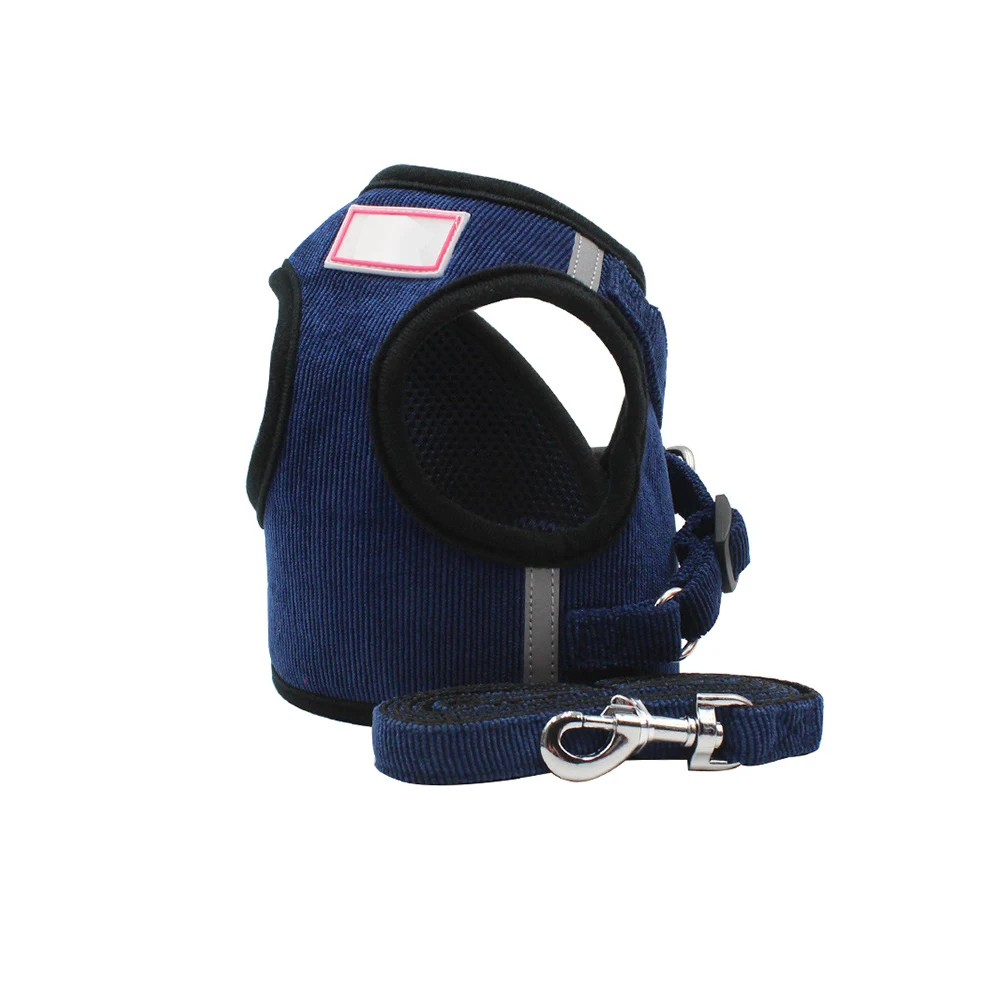 Breathable Corduroy Dog Harness and Leash Comfortable Small Pet Puppy Dog Harness