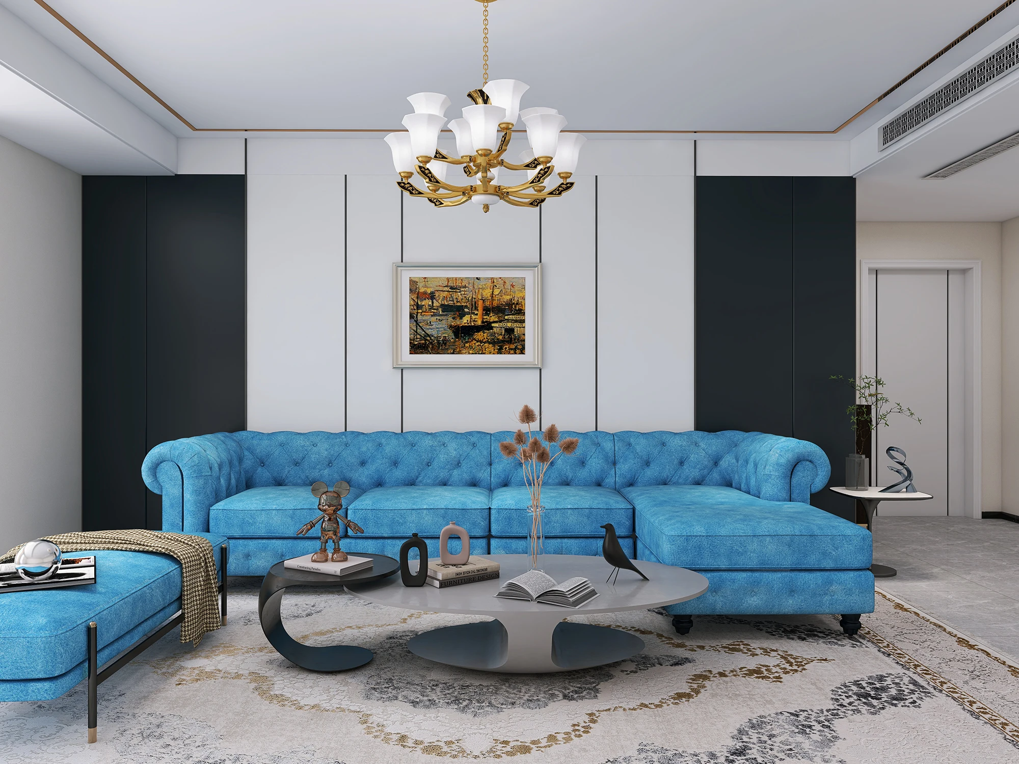 OKL24103 high quality  modern velvet  light luxury pink velvet fabric for sofa set furniture l shape