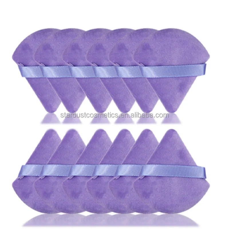 12 pcs in one triangle soft dry powder liquid foundation using Velvet Satin Cosmetic Sponge Powder Puff