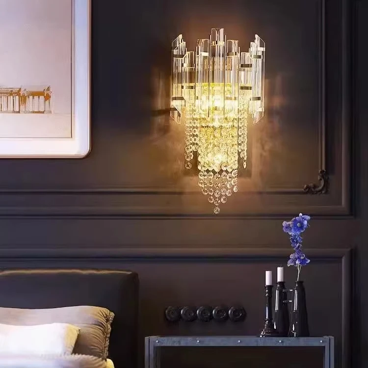 Wholesale High-quality Modern Luxury Crystal Wall Lamp K9 Crystal LED Indoor Wall Lamp LED Chandelier Wall light