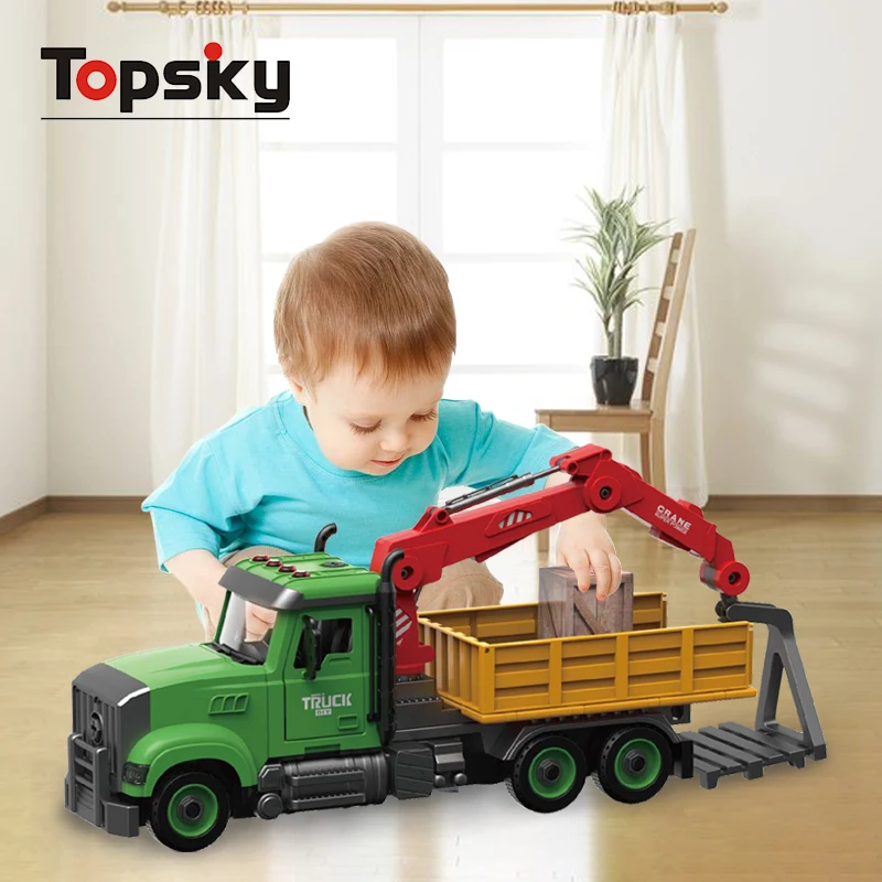 Topsky Transport Plastic Friction Powered Farmer Truck Car Toy With Music Light Educational DIY Friction Toy Vehicle For Boys