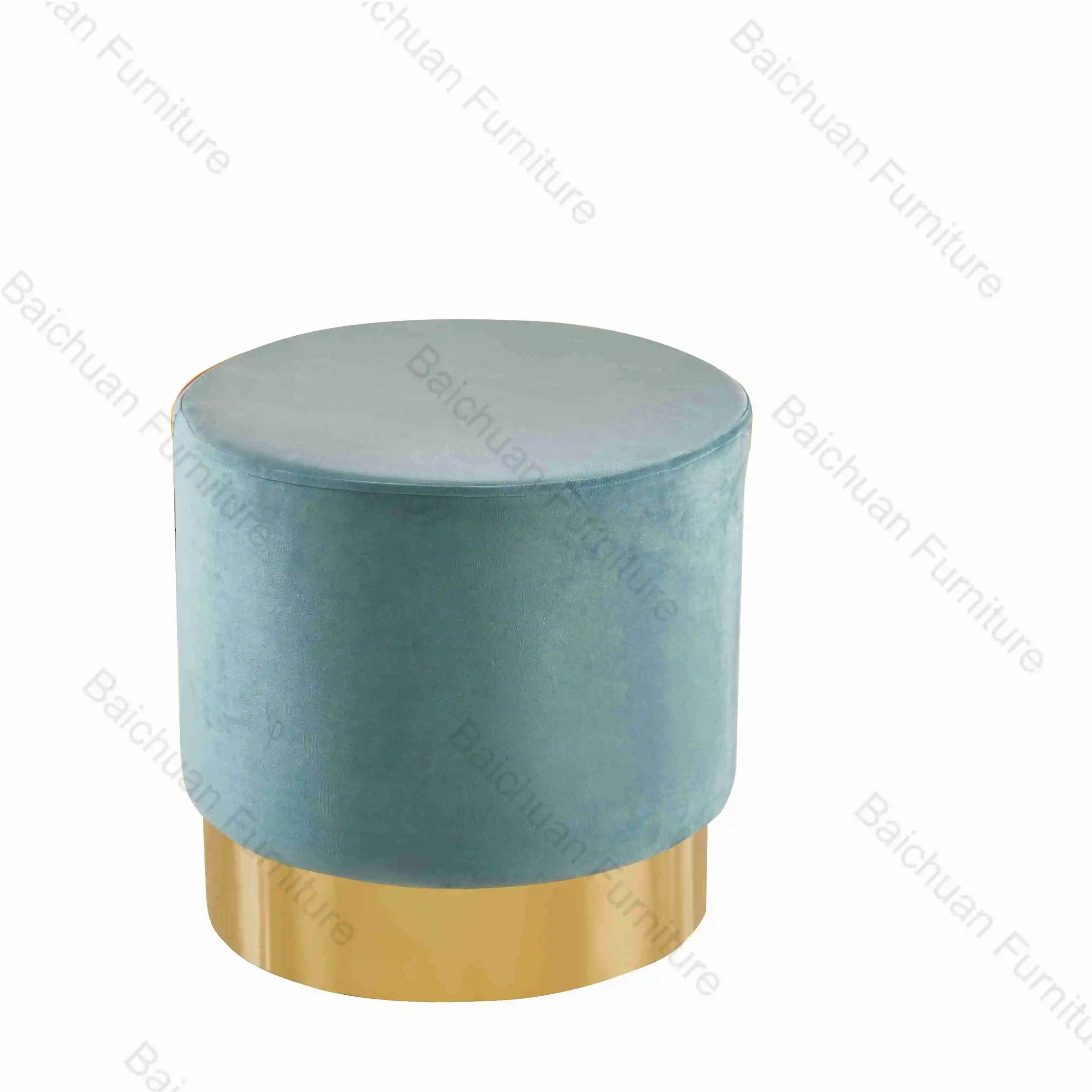 2024 new design Fabric Cover Ottoman Modern Home Furniture high quality stainless steel stool for living bed room