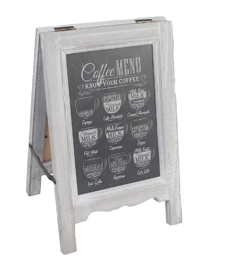 indoor wooden menu board modern mini Double-Sided wooden display easel stand table top for painting