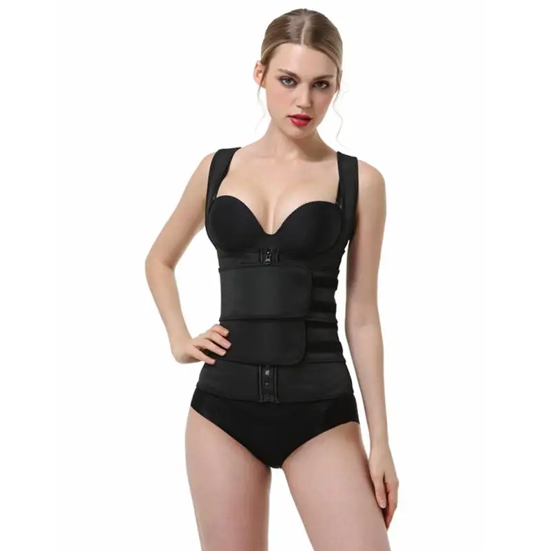 
High Quality Inner Big Hooks Double Compression Belts Women Latex Waist Trainer Corset Zipper Vest Body Shaper Plus Size 