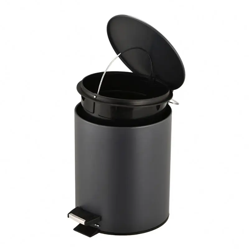 NEW Flat Lid Customized Color Waste Bin Round Shape Stainless Steel 5L Foot Pedal Bin