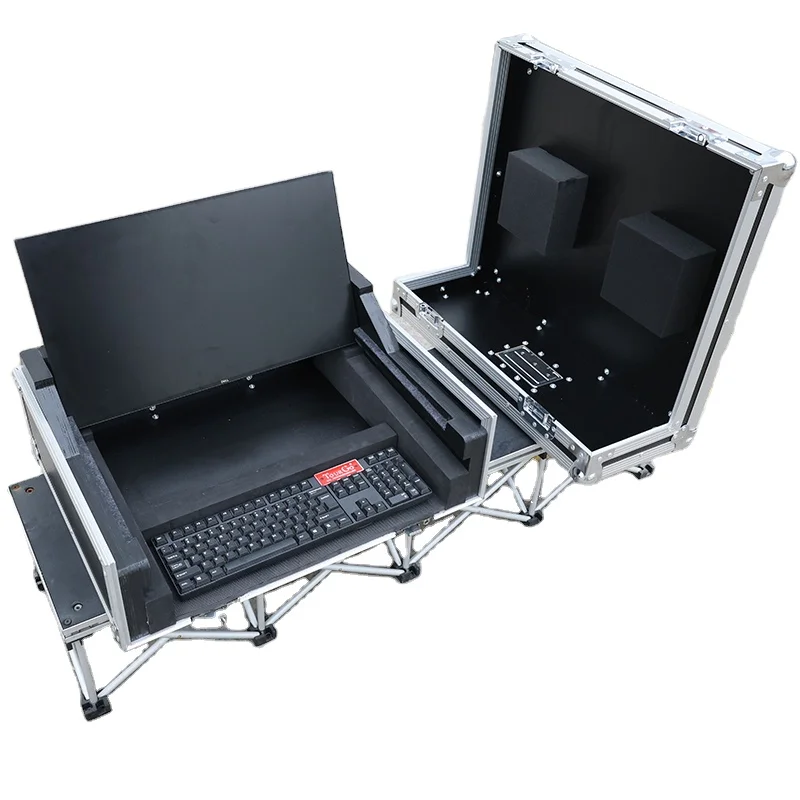 Customized Monitor Dual Touch Screen Workstation Flight Road Case for 24' DELL Computer Monitors