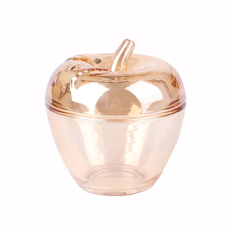 1pc Decorative Candy Containers Glass Jar Apple Shape Storage Tank with Lid