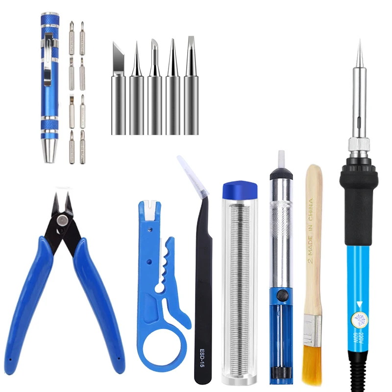 High Quality 110-240V60W 19 in 1 Soldering Iron Kits Welding Tool Adjustable Temperature soldering iron for DIY and Repair
