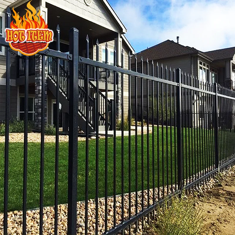 Wholesale 6ftx8ft garden black metal fences anti rust galvanized steel fence prices for Singapore