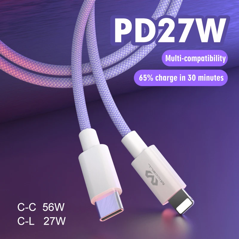 Для iphone 14 PD кабель USB 3A быстрой зарядки кабель-Переходник usb c на с разъемом usb-c для 27w 8 pin нейлоновый type-c