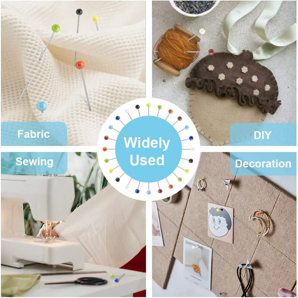 500 Pcs Colorful Sewing Pins Stainless Steel Quilting Pins Glass Head Pins for Fabric,Dressmaker