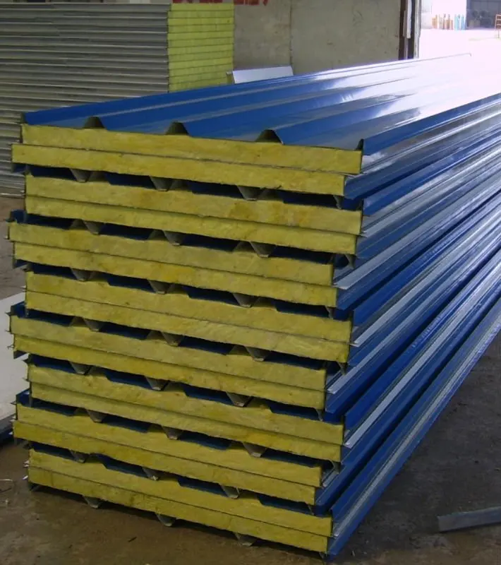 Shandong colored steel polyurethane cladding polyurethane material rock wool composite board panel