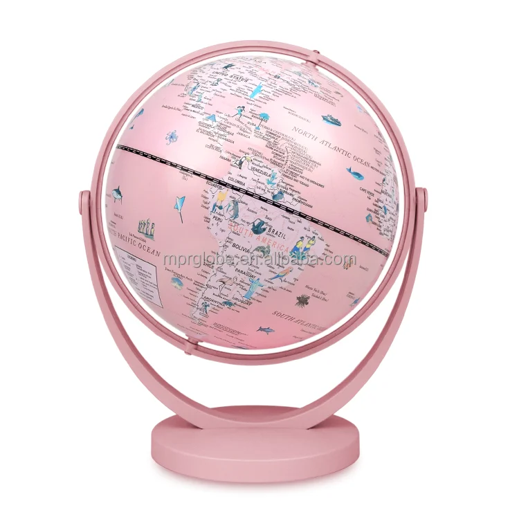20CM Cartoon Globe Education Pink type with Full Swing Meridian and Base Geography Cartoon Globe