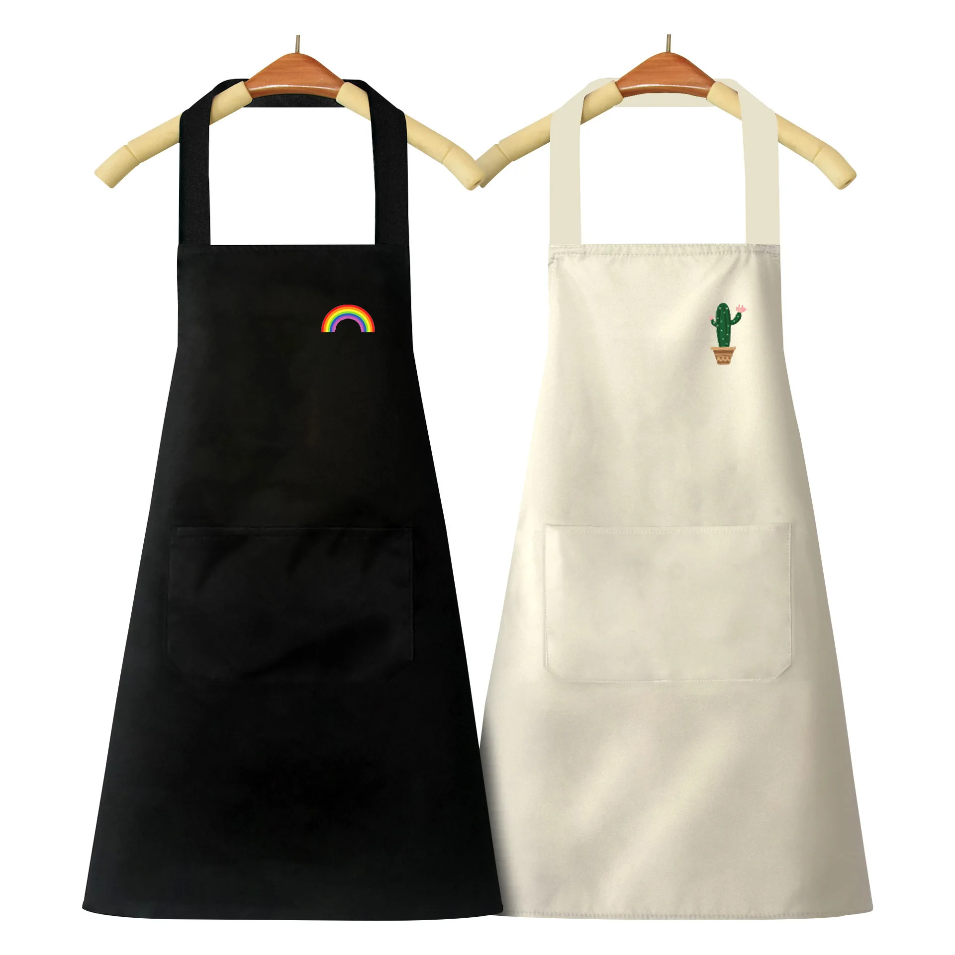 Custom Print Logo Polyester Waterproof Fabric PVC Kitchen Aprons For Chef Stylist Grill Restaurant Bar Shop Cafes Beauty Apron
