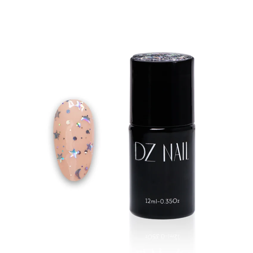 New Arrivals Dz Glitter Top Coat Semi-Mixed Nail Art Diy Design Soak Off Gel Nail Polish Base And Top Coat