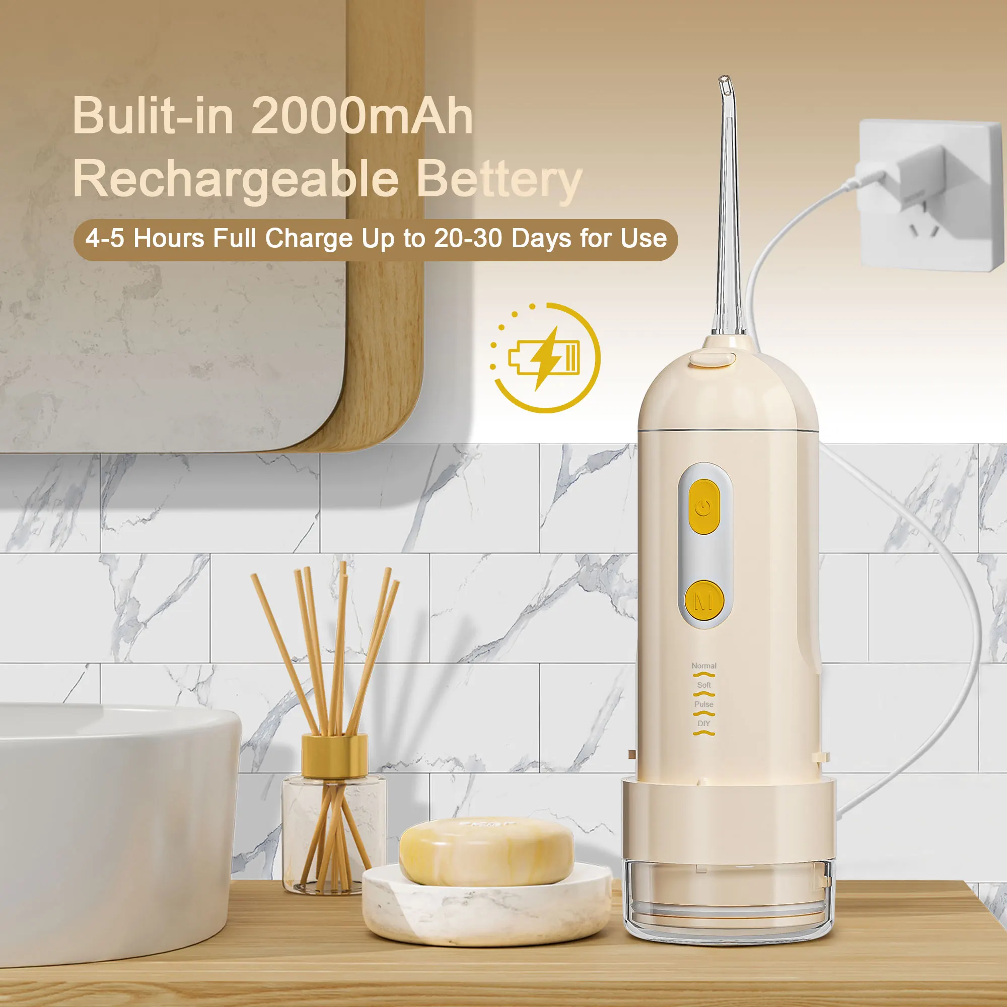 Manufacturer Water Flosser Teeth Cleaning Cordless Oral Irrigator With 3 modes 4 Jet Tips Tooth Flosser