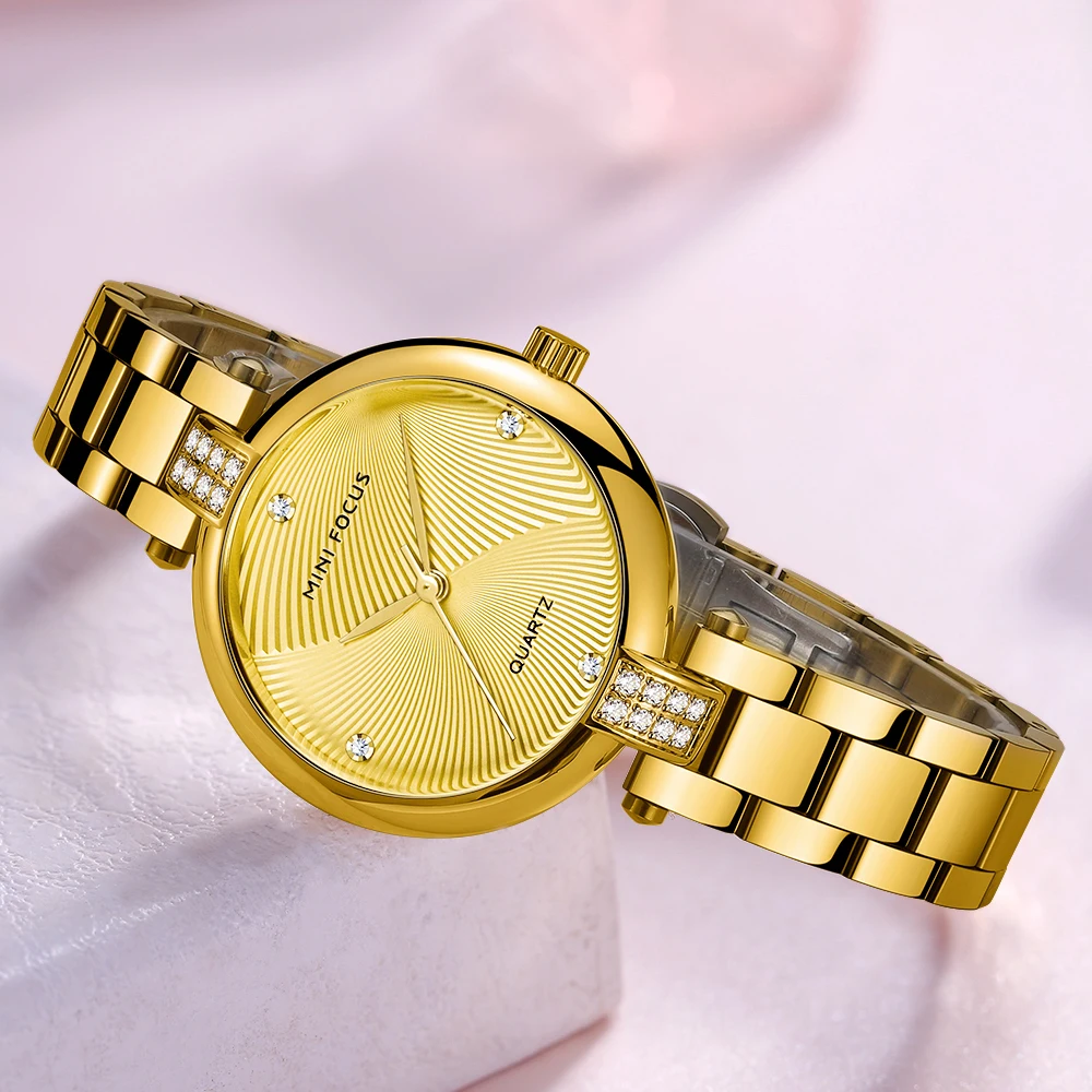 Mini Focus MF0310L Ladies Watch Gold Face Wrist Watch Japanese Movement Quartz Watch