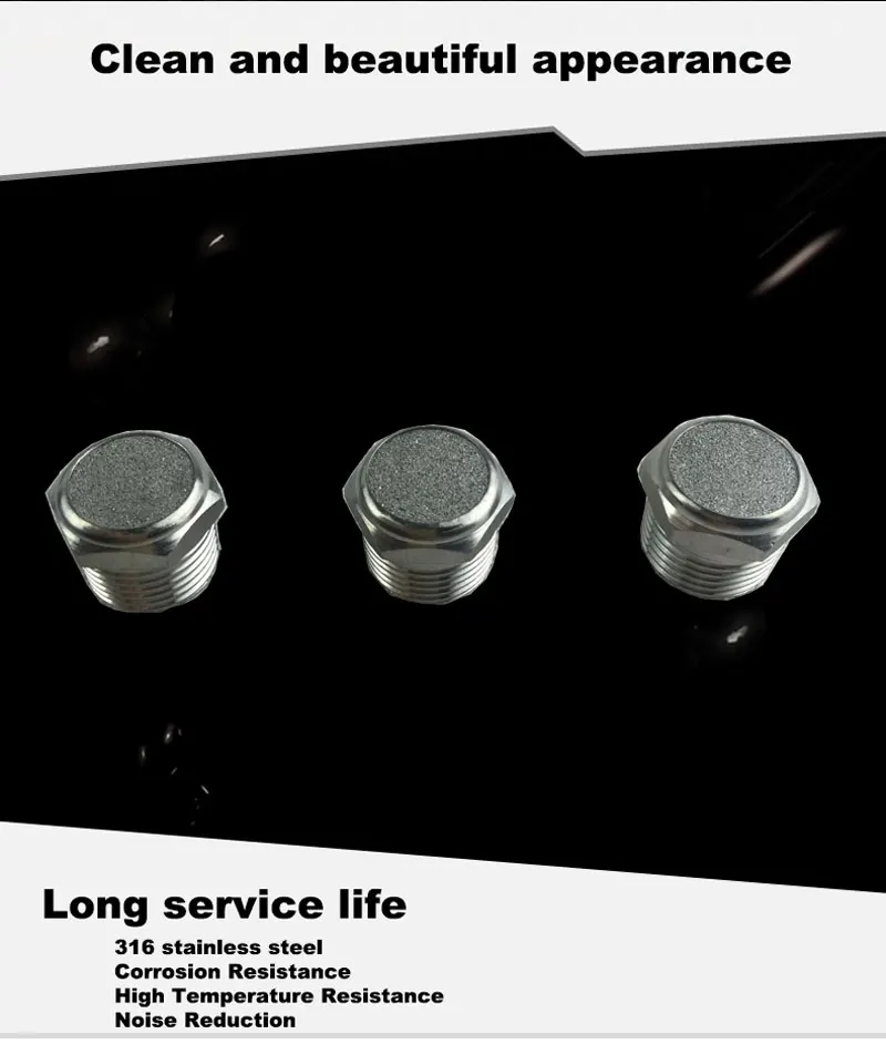 Pneumatic part air silencer SS316 SSM Flat head SSV pneumatic muffler