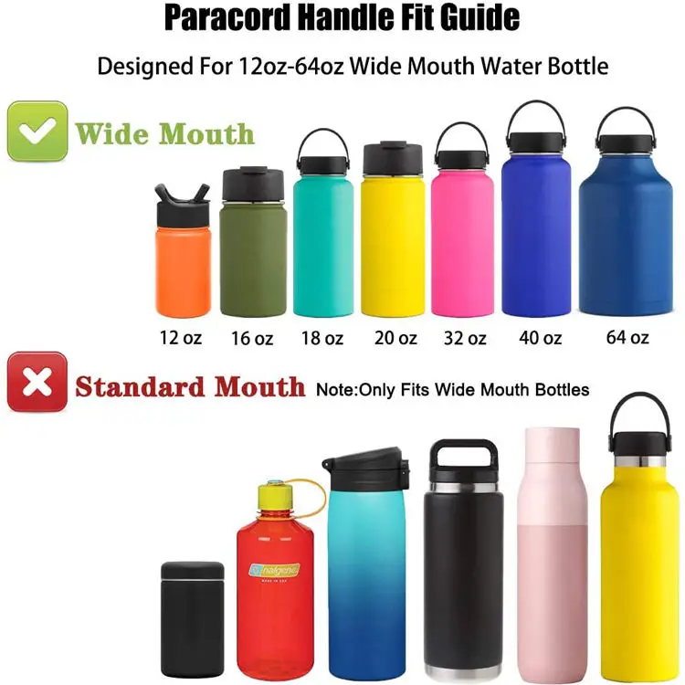 Paracord Bracelet Water Bottle Hand Strap Strong Paracord Crafting Braided Water Bottle Strap Outdoor Carabiner