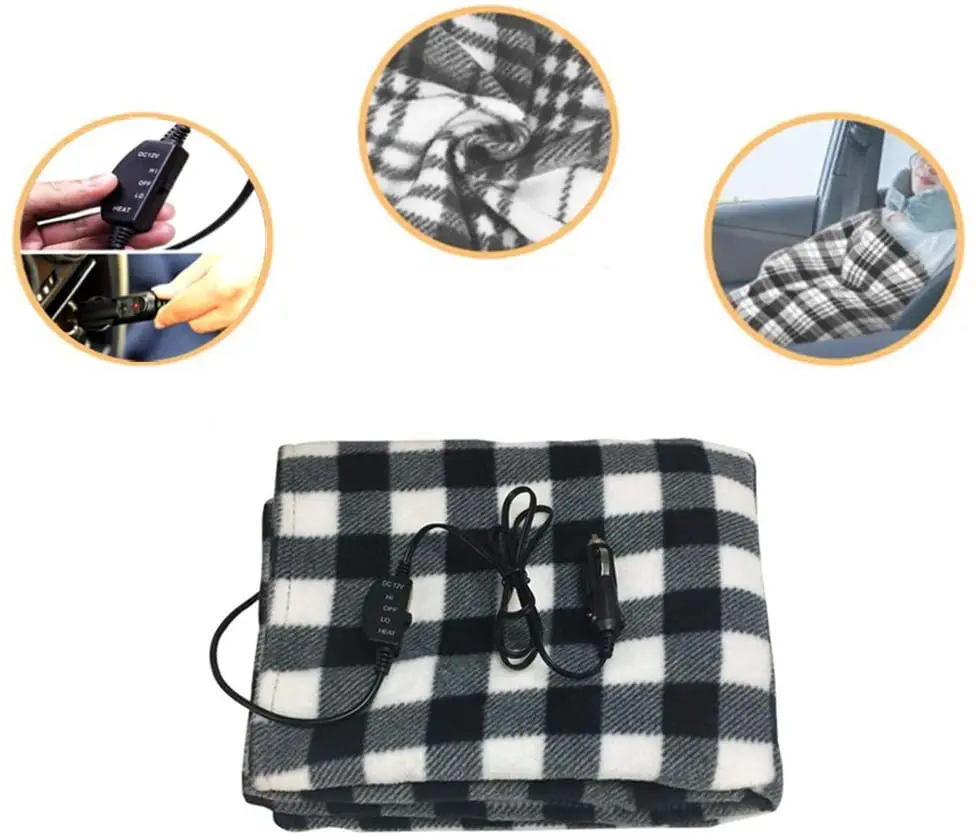 12V Portable Electric Blanket for Car, Heated Car Blanket