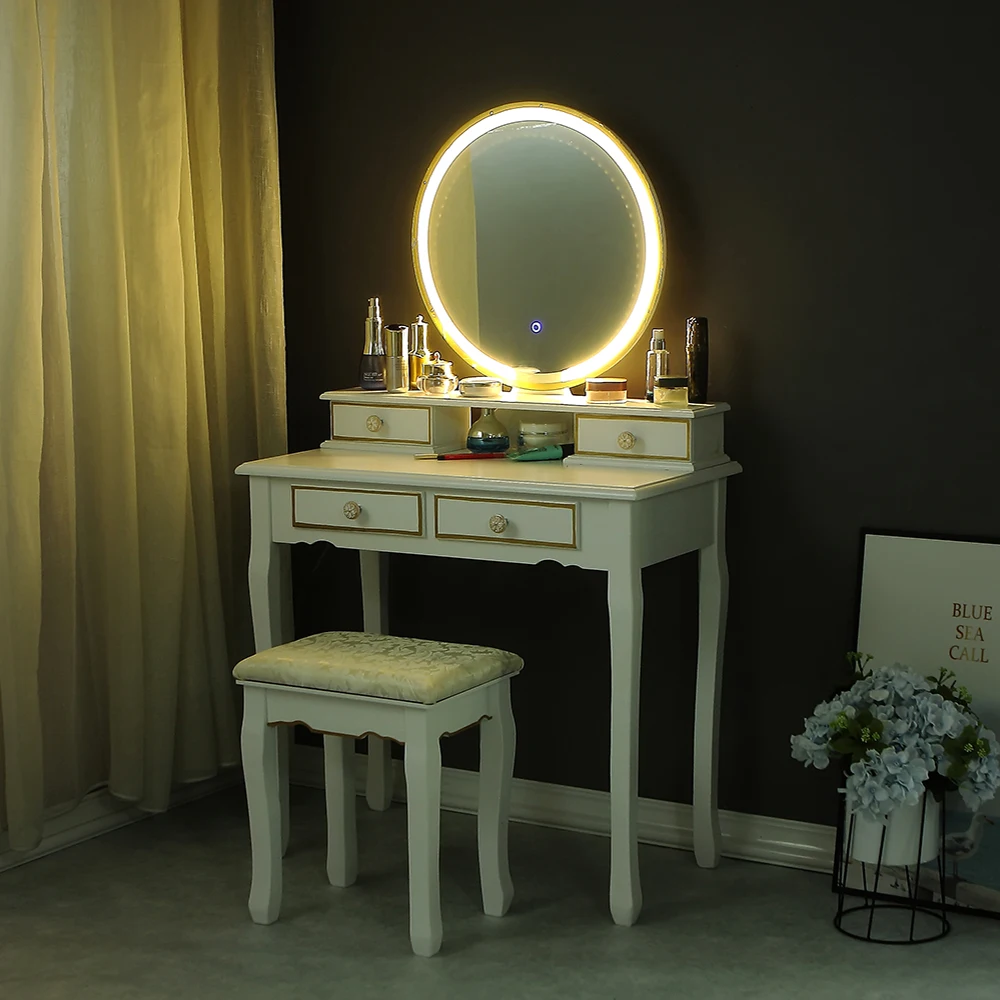 Gloss White  4 Drawer Buy Cheap Dressing Table With Led Lights