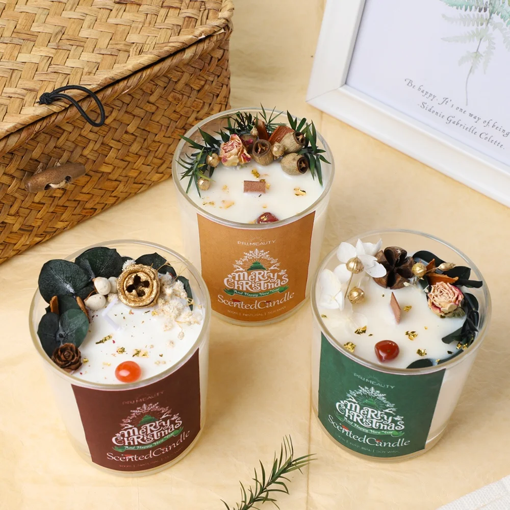 manufacturers custom wholesale glass aromatherapy home fragrance soy wax scented luxury handmade flower christmas candles