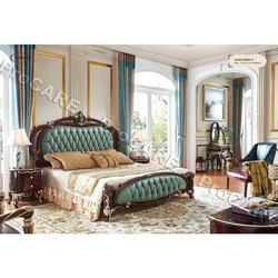 Высококачественная кожа Роскошная мягкая королевская обивка антикварная двойная кровать