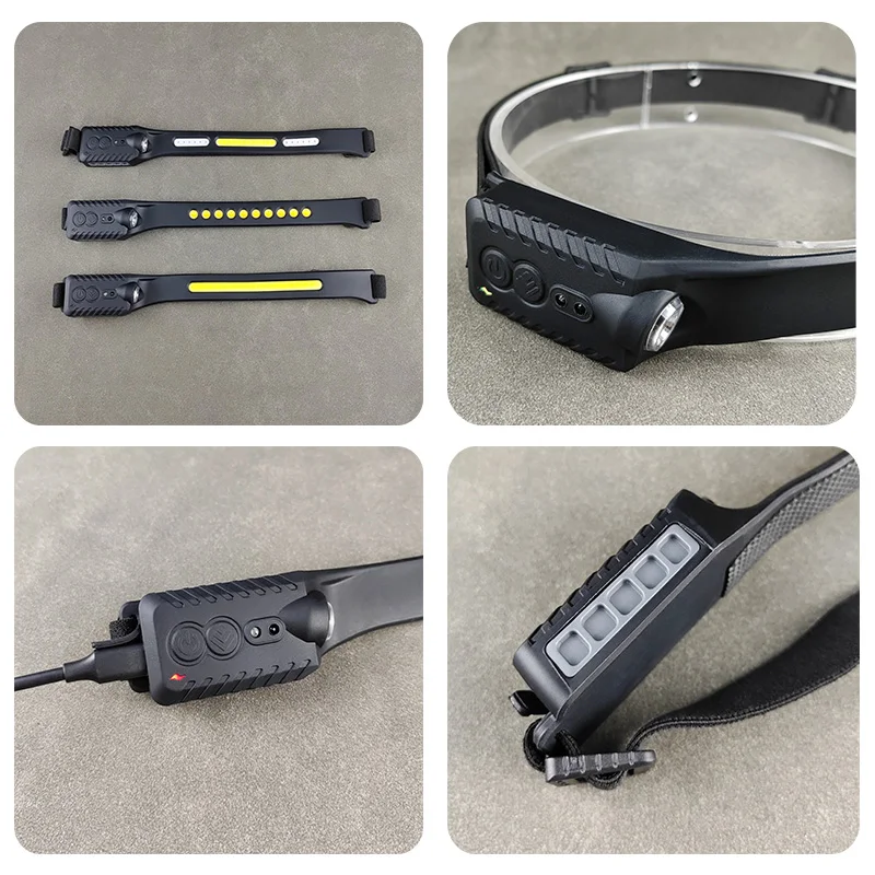 2024 new intelligent sensing floodlight 230 degree illumination waterproof foldable outdoor sports fishing bright COB headlight