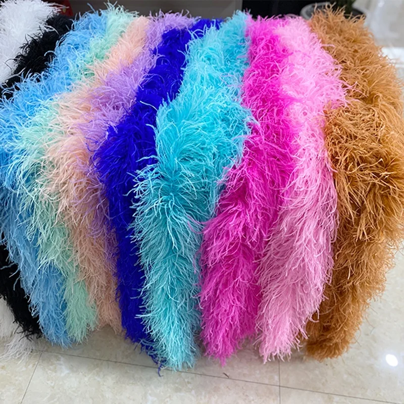 Colorful Fashion rainbow ostrich feather boa Fluffy Turkey Chandelle Feather Birthday Boa Decorations