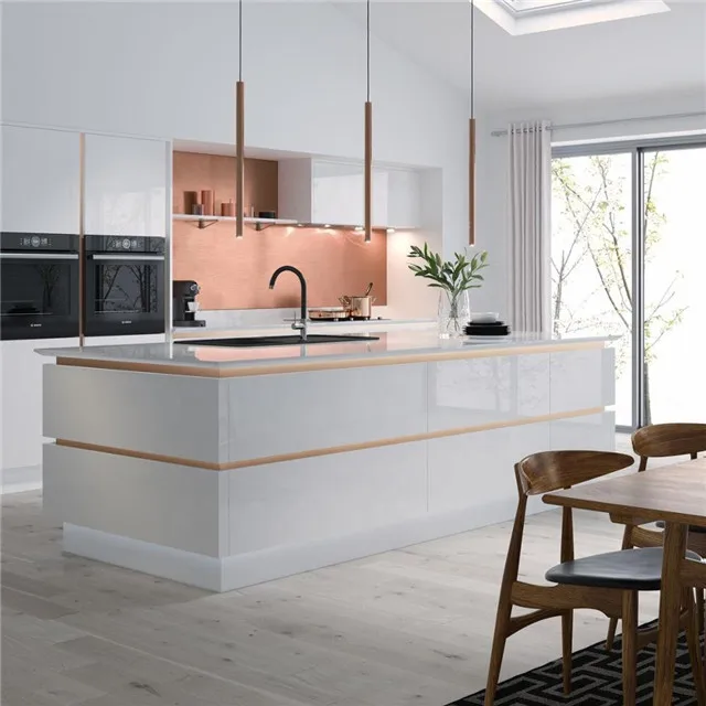 High Gloss White Lacquer Modern Smart 2 Pac Kitchen Cabinet