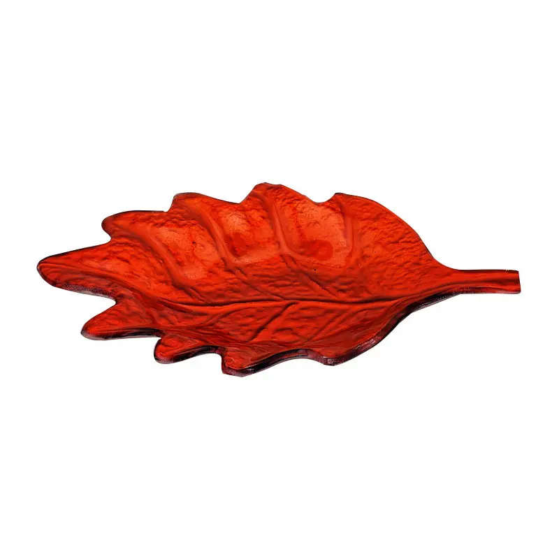 Maple leaf shape glass plate household creative personality salad plate Scandinavian fruit tableware storage plate