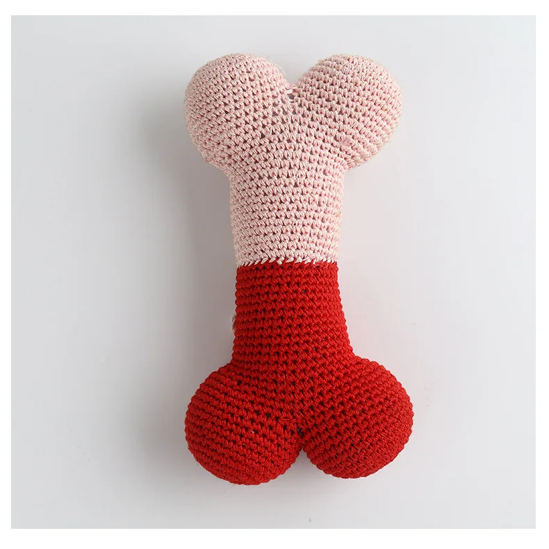 chew toys for dogs wishbone durable  Lovely Custom Handmade Cotton Pet Bones Crochet Dog Toy