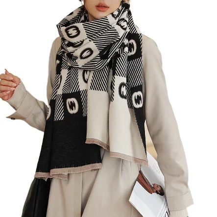 New winter warm scarf female double-sided imitation cashmere padded scarf outside student air-conditioned room shawl