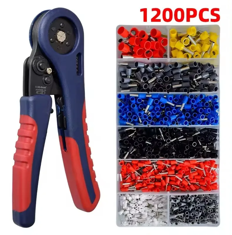 FST-6S 1200pcs tube type terminal with crimping pliers set European style 0.08-6mm2  crimping tool with Terminal Kit Set