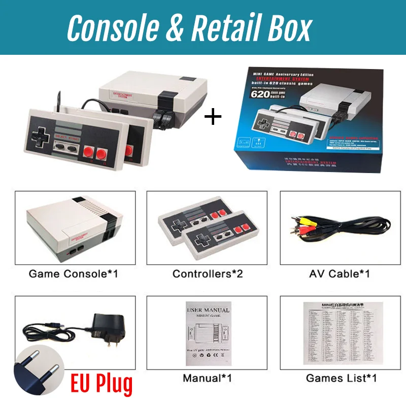 Built-In 620 Games Mini TV Game Console 8 Bit Classic Handheld Gaming Player AV Output Video Retro Game Console