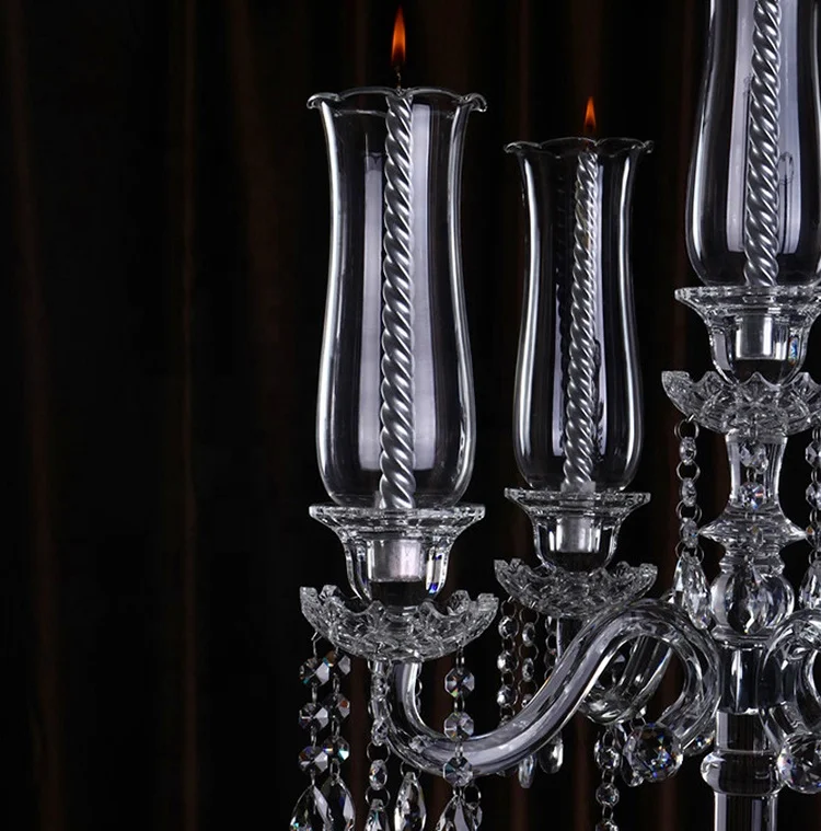 MH-ZT133 Hot Sale 5 Arms Wedding Crystal Candelabra Centerpieces Wholesale Crystal Candlestick
