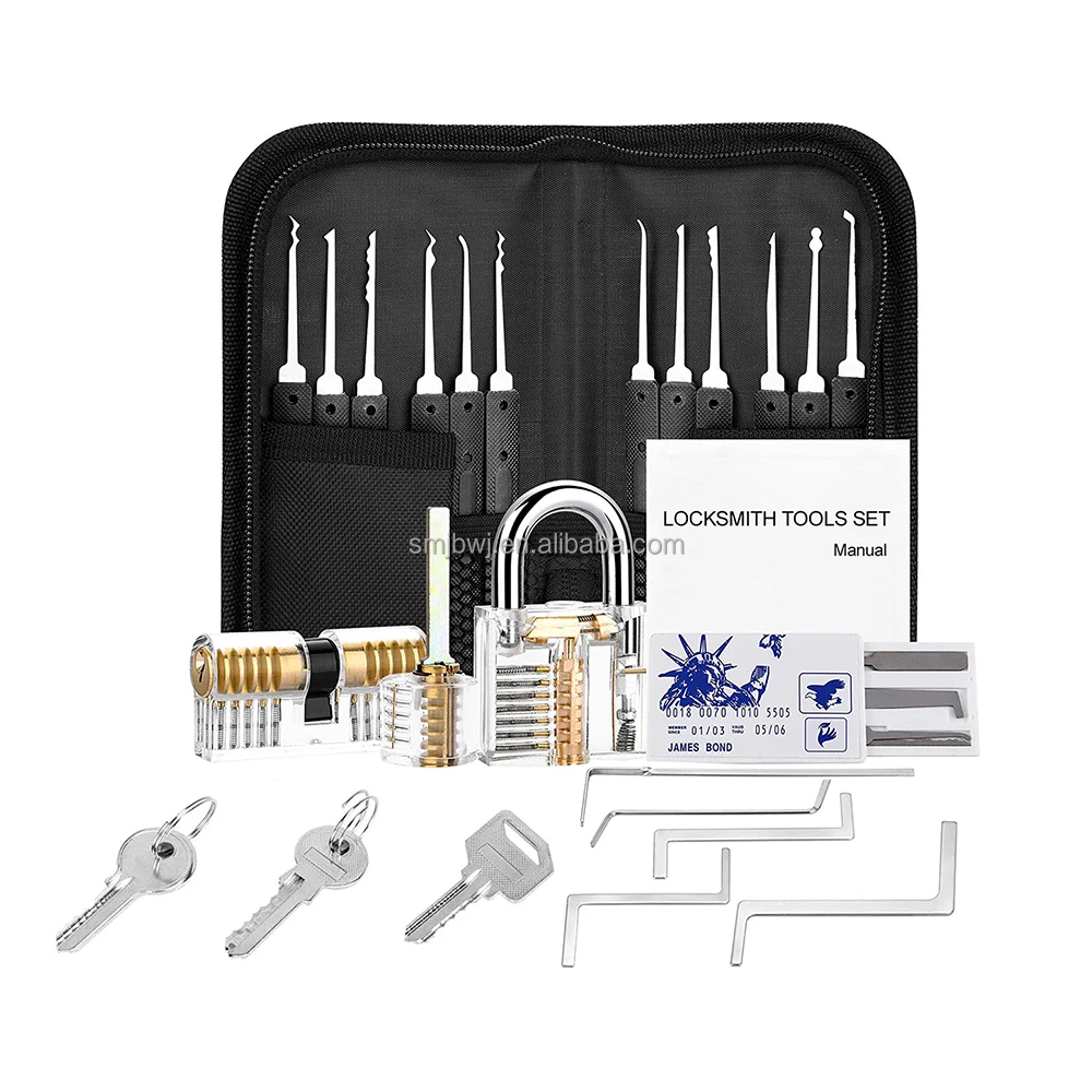 Amazon best suppliers 17pcs stainless 304 unlocking lock picking training with practice locksmith tools set factory