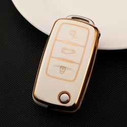 Free Sample TPU Car Flip Key Case Cover Shell For VW Volkswagen Polo Passat Beetle Tiguan Skoda Kodiaq Seat Leon Altea Keyless
