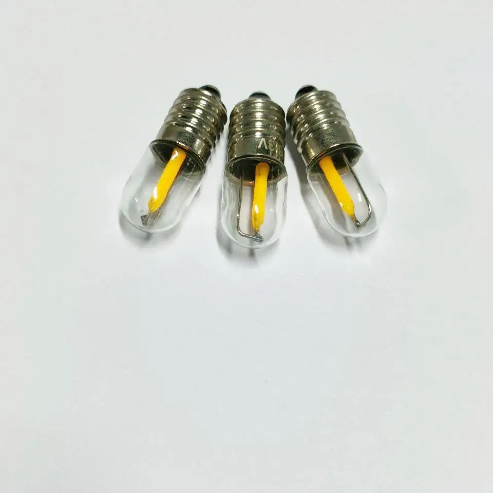 Led Filament Bulb E10 6.3V 12V 24V Round Top Auto Miniature Signal Bulb E10 0.3-0.5W Pinball LED Bulbs